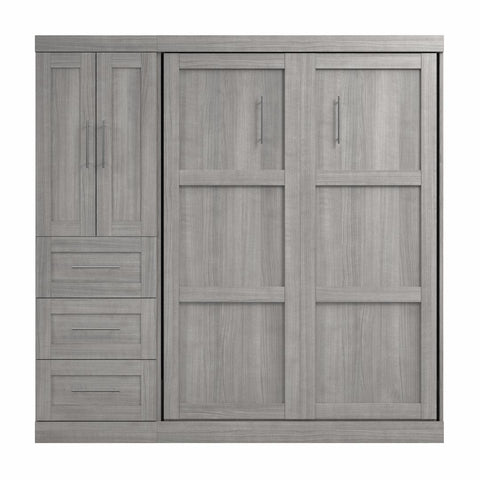 Lit escamotable double avec organisateur de garde-robe avec tiroirs (84L)