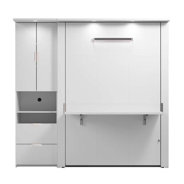 Lit escamotable double avec bureau et armoire (84L)