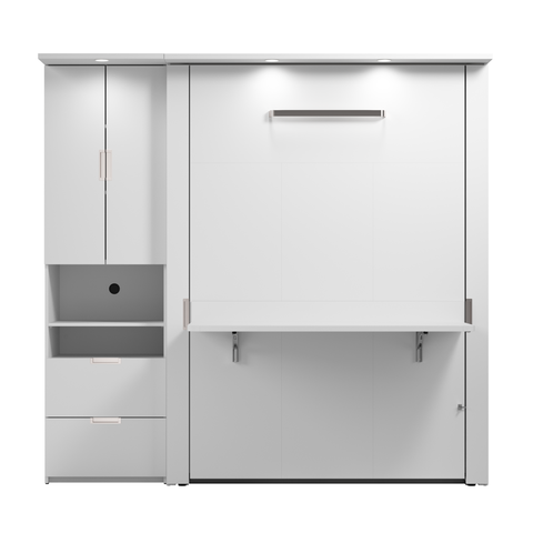 Lit escamotable double avec bureau et armoire (84L)
