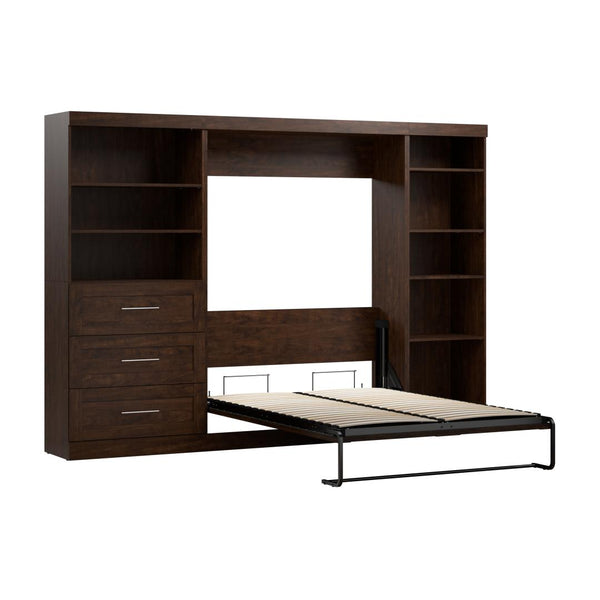 Lit escamotable double avec tablettes et tiroirs (120L)