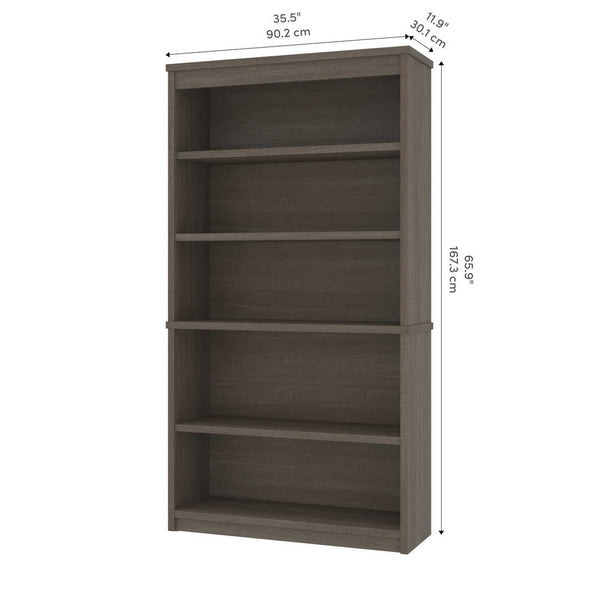 Bureau en U 66L avec huche, classeur latéral et bibliothèque