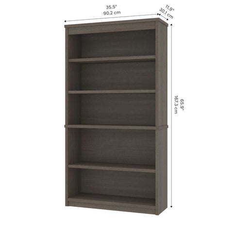Bureau en U 66L avec huche, classeur latéral et bibliothèque