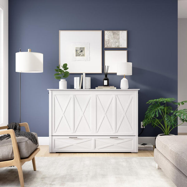 Lit armoire double avec tiroir coulissant et matelas 59L