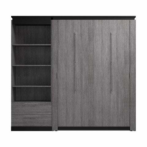 Lit escamotable double avec tablettes et tiroirs (91L)
