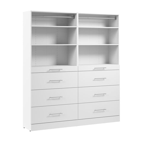 Système de rangement modulaire pour garde-robe walk-in ou placard avec tablettes et tiroirs 71L x 16P, style épuré