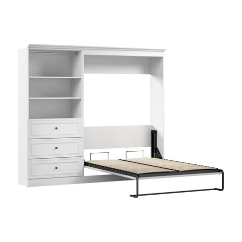 Lit escamotable double et organisateur de garde-robe avec tiroirs (95L)