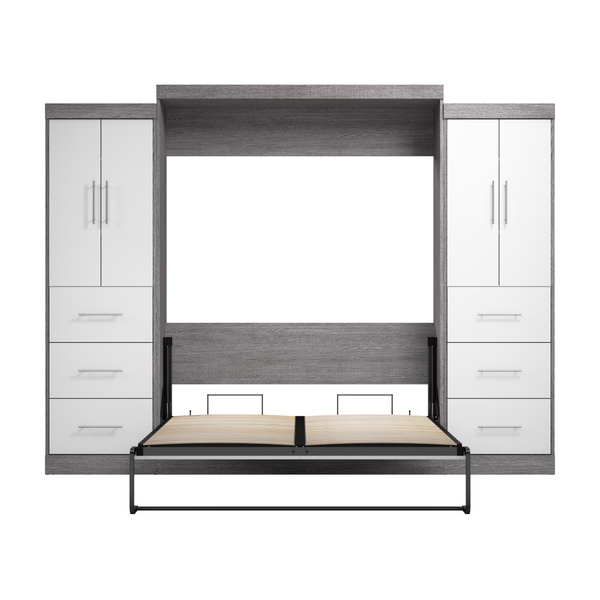 Grand lit escamotable avec 2 armoires-penderies (115L)