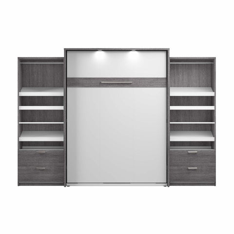Grand lit escamotable avec 2 organisateurs de garde-robe avec tiroirs (125L)