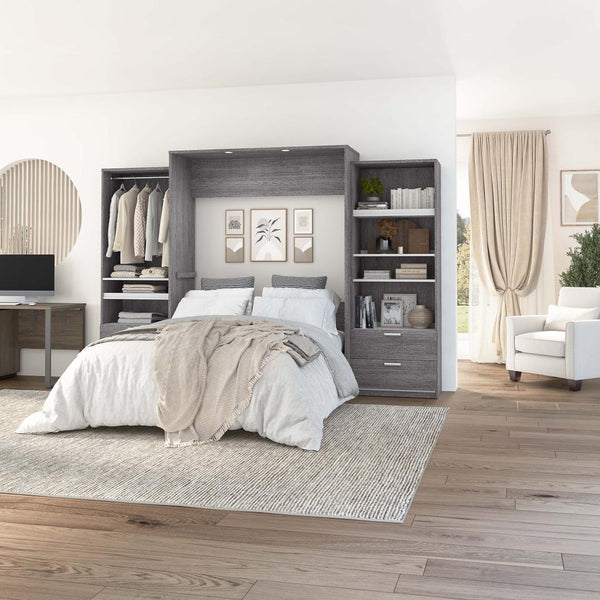 Queen Murphy Bed with 2 Closet Organizers with Drawers (125W)