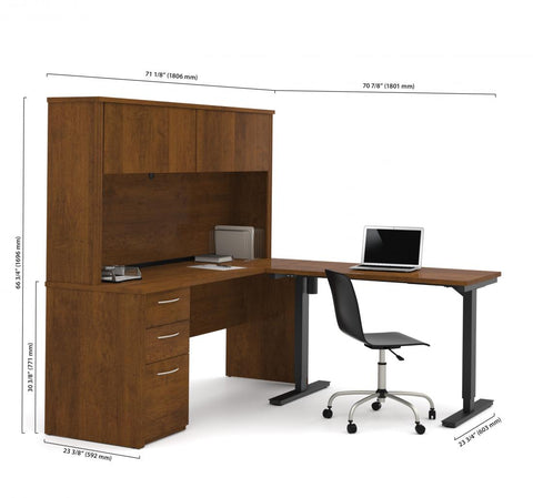 Ensemble de 2 articles incluant un bureau assis-debout et un bureau avec huche