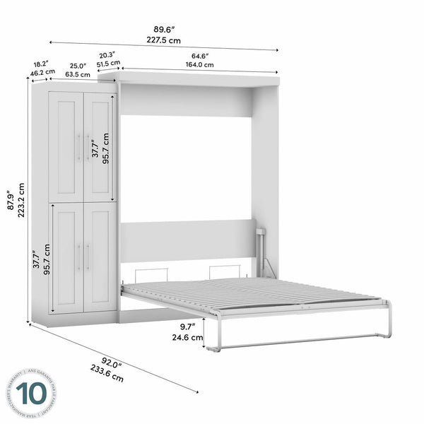 Grand lit escamotable avec organisateur de garde-robe (90L)