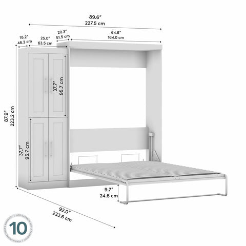 Grand lit escamotable avec organisateur de garde-robe (90L)