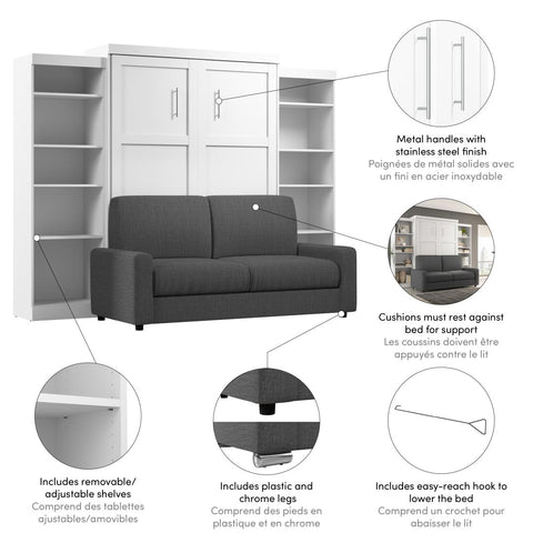 Queen Murphy Bed with Sofa and Shelving Units (115W)