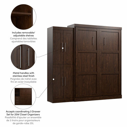 Grand lit escamotable avec organisateur de garde-robe (90L)