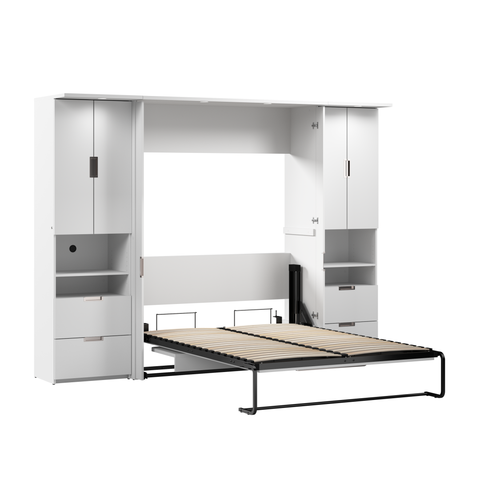 107W Full Murphy Bed with Desk and 2 Storage Cabinets