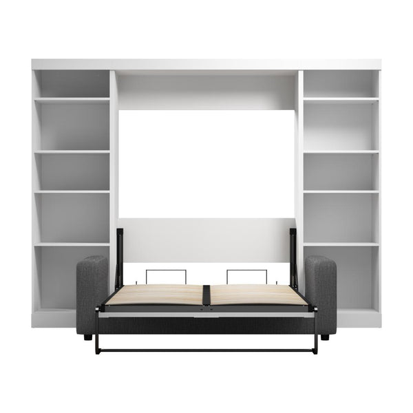 Lit escamotable double avec canapé et étagères (109L)