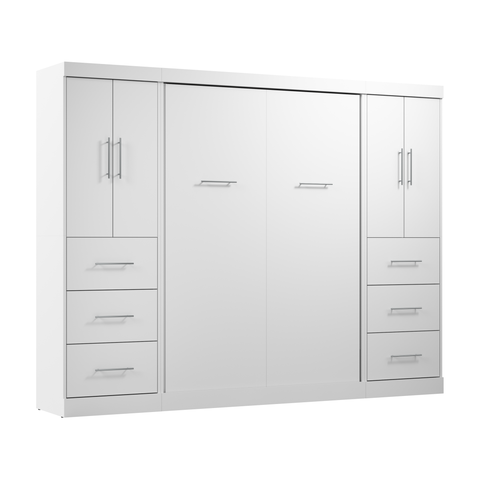 Lit escamotable double avec 2 armoires-penderies (109L)