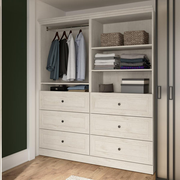 Traditional Closet System with Shelves, Drawers & Clothing Rod, 72W x 20D