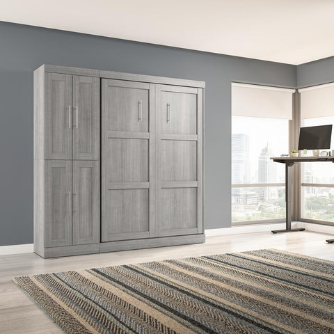 Lit escamotable double avec organisateur de garde-robe (84L)