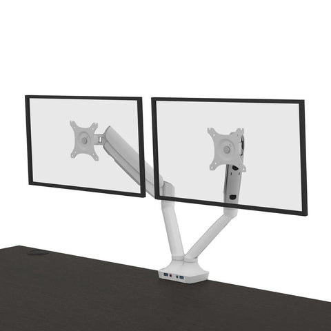 Bureau assis-debout 60L x 30P avec support double pour moniteurs