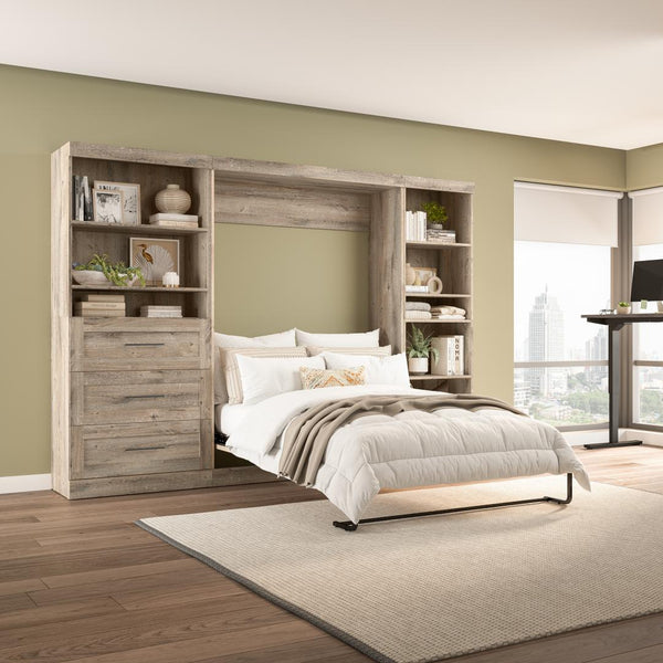 Full Murphy Bed with Shelving and Drawers (120W)