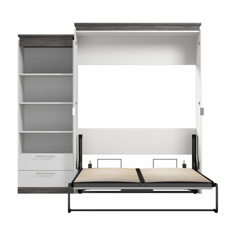 Queen Murphy Bed with Shelves and Drawers (97W)