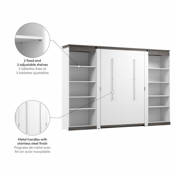 Lit escamotable double avec étagères (120L)