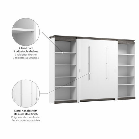 Lit escamotable double avec étagères (120L)