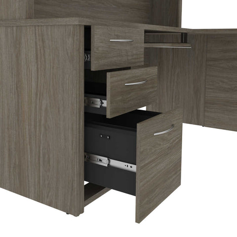 L-Shaped Desk with Hutch and 2 Pedestals