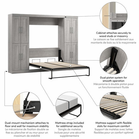 Lit escamotable double avec armoires (109L)