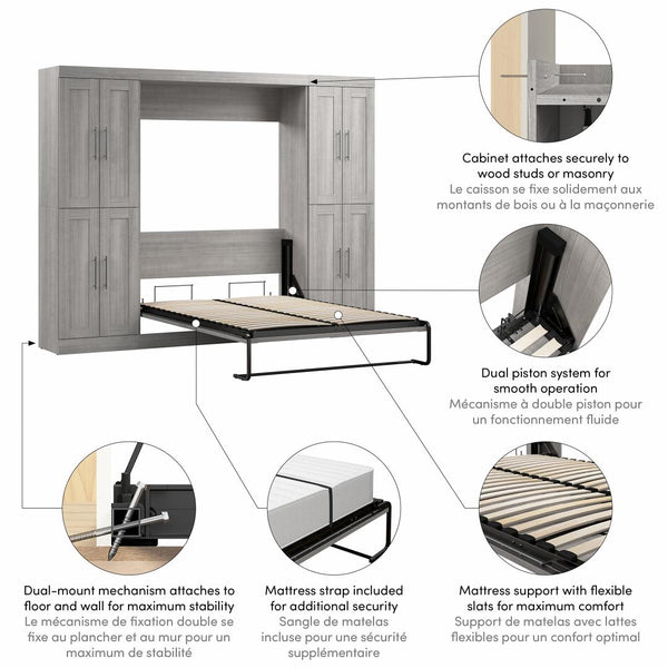 Full Murphy Bed with Storage Cabinets (109W)