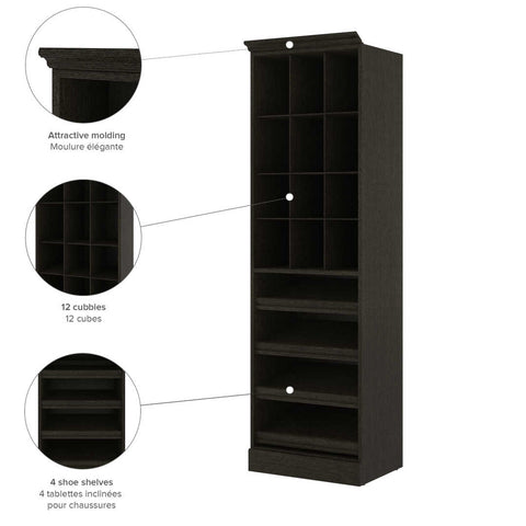 Traditional Closet System with Shoes Racks & Cubbies, 25W x 20D