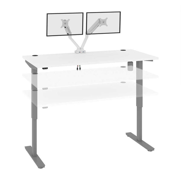 Bureau assis-debout 60L x 30P avec support double pour moniteurs