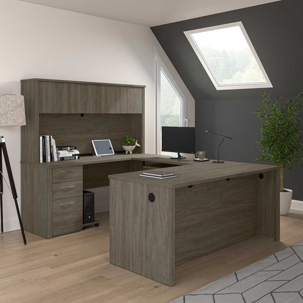 Bureau de direction en U 66L avec caisson et huche