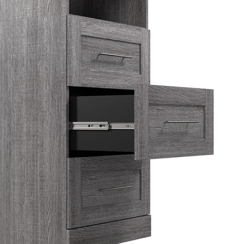 Contemporary Closet System with Shelves, Drawers & Clothing Rods, 86W x 19D