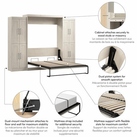 Queen Murphy Bed with Storage Cabinets (115W)