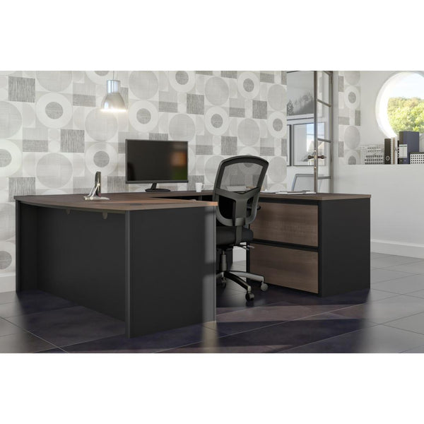 72W U-Shaped Executive Desk with Lateral File Cabinet