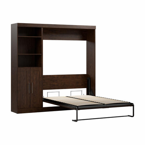 Lit escamotable double et organisateur de garde-robe avec portes (84L)