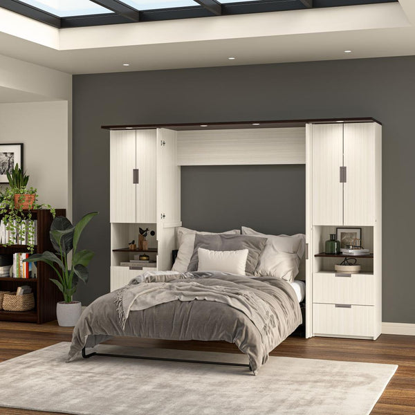 107W Full Murphy Bed with Desk and 2 Storage Cabinets