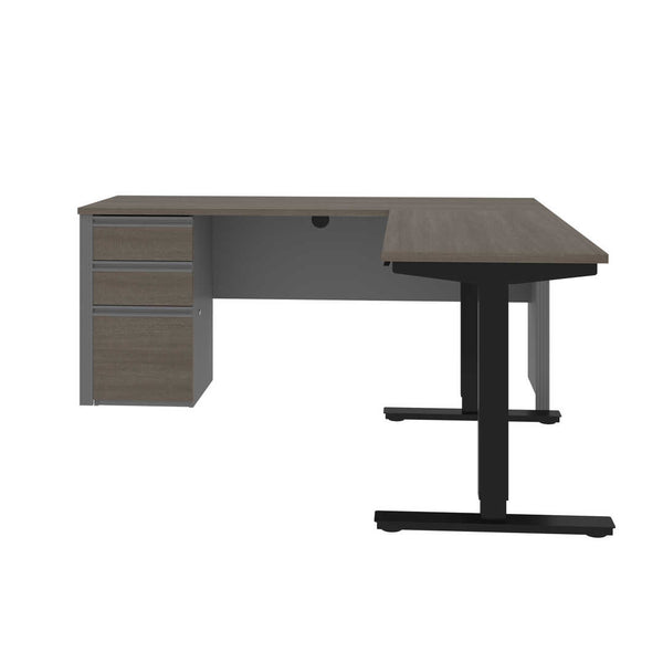 72W L-Shaped Standing Desk with Pedestal
