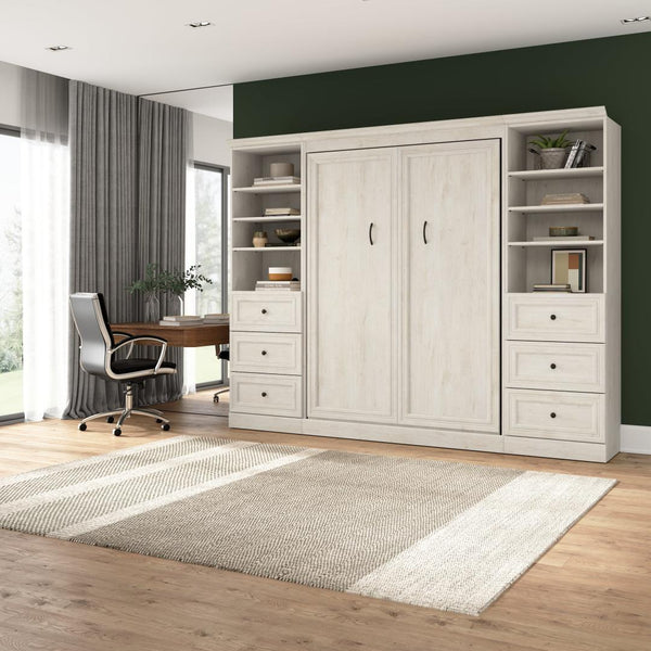 Lit escamotable double et 2 organisateurs de garde-robe avec tiroirs (109L)