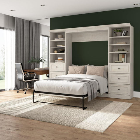 Lit escamotable double et 2 organisateurs de garde-robe avec tiroirs (109L)