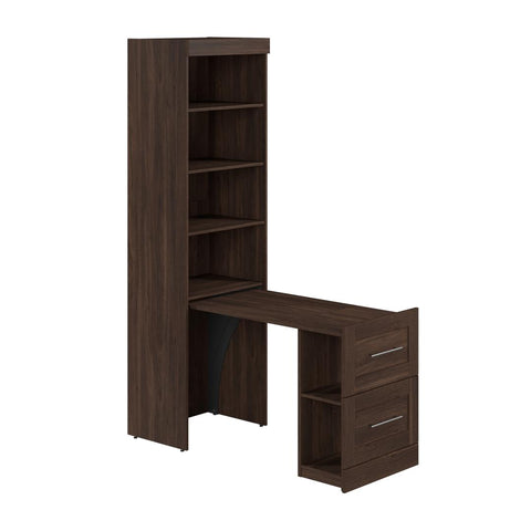 25W Pull-Out Desk Cabinet with Shelves and Hidden Storage