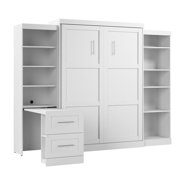 115W Queen Size Murphy Bed with Pull-Out Desk and Storage