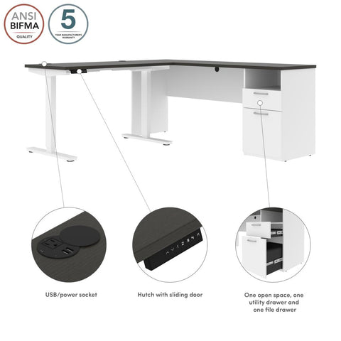 72W L-Shaped Electric Standing Desk