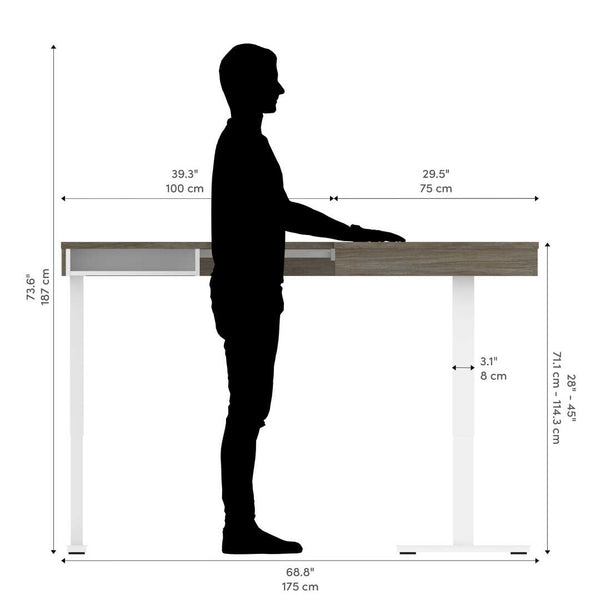 72W L-Shaped Standing Desk