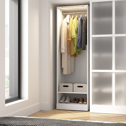 Modular Hanging Closet System with Shelf, Clothing Rods & LED Light, 25W x 25D