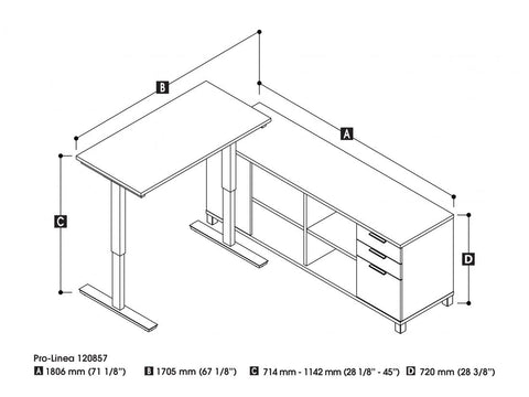 72W L-Shaped Standing Desk