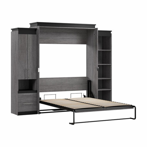 Grand lit escamotable avec armoire et tablettes (106L)