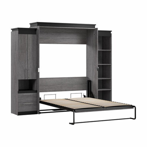 Grand lit escamotable avec armoire et tablettes (106L)
